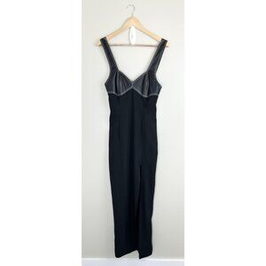 Lillie Rubin Dress Sz 6 Leather Grunge Y2K Goth Vintage Black Formal Long